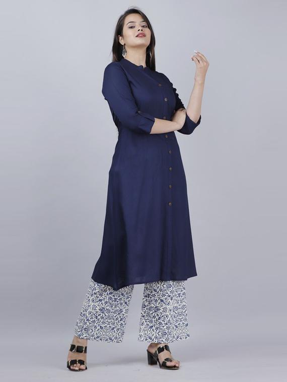 women solid kurta palazzo set - 19481720 - Standard Image - 2