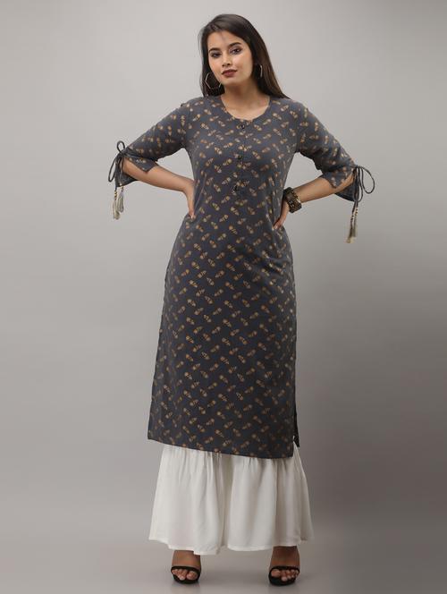 round neck kurta sharara set - 19481800 - Very Small Image - 1