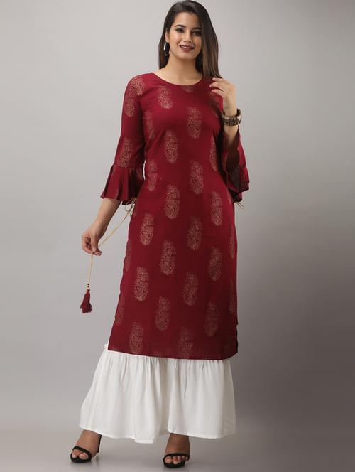 round neck kurta sharara set - 19481804 - Very Small Image - 1