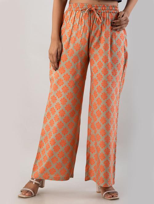 mid rise printed cotton palazzo - 19481982 - Very Small Image - 1