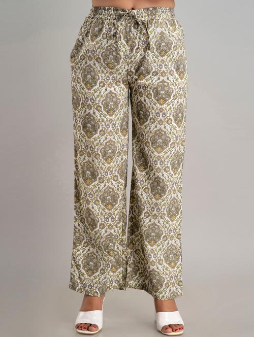 women drawstring waist printed palazzo - 19482010 - Very Small Image - 1