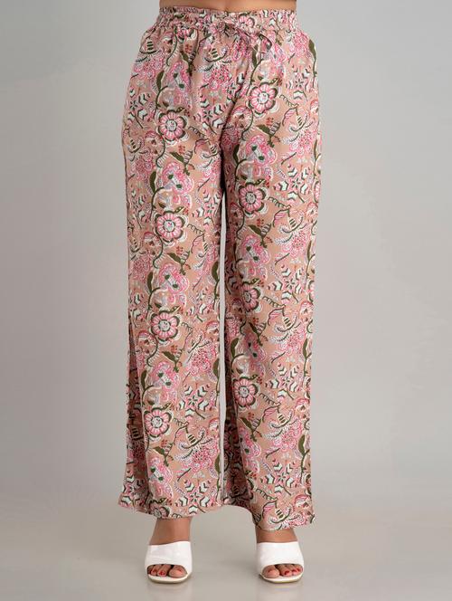 women drawstring waist printed palazzo - 19482011 - Very Small Image - 1