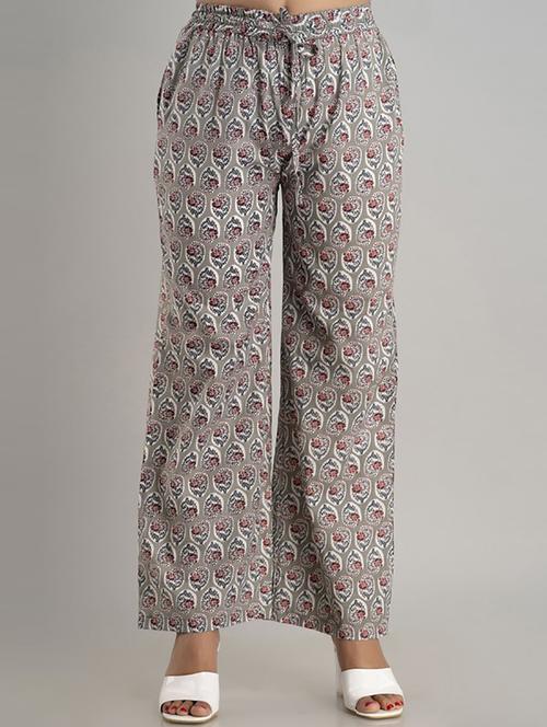 women drawstring waist printed palazzo - 19482015 - Very Small Image - 1