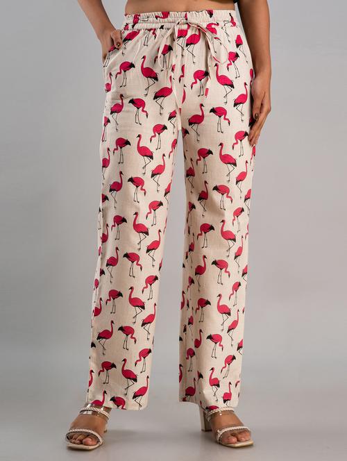 women drawstring waist printed palazzo - 19482079 - Very Small Image - 1