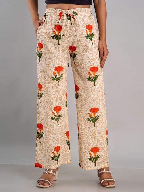 women drawstring waist printed palazzo - 19482081 - Very Small Image - 1