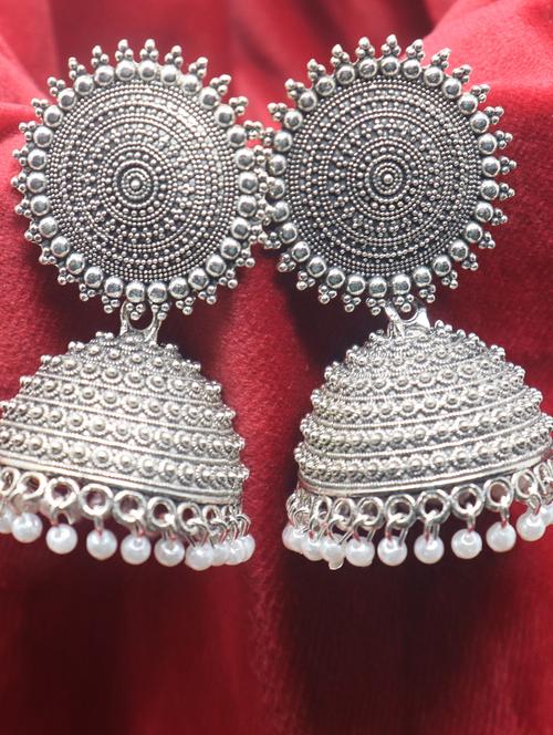 silver alloy jhumka earring - 19482647 - Very Small Image - 1