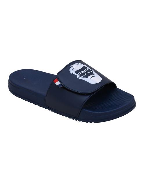 navy leatherette slip on flip flops - 19483965 - Very Small Image - 1