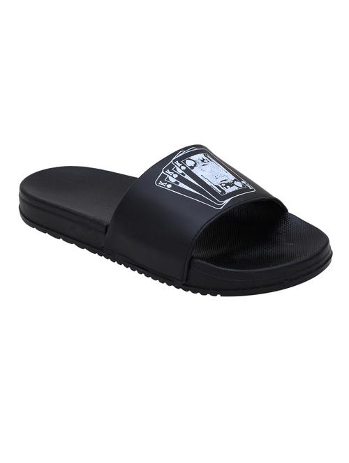 black leatherette slip on flip flops - 19483977 - Very Small Image - 1