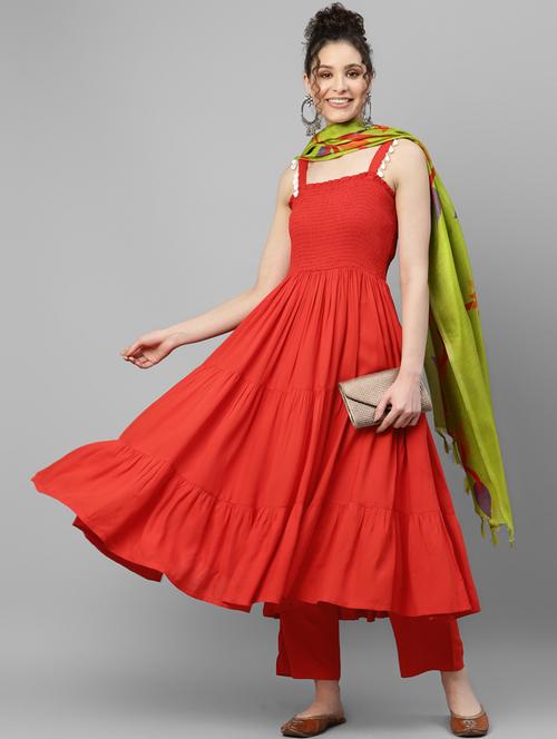 red self design suit set - 19484100 - Very Small Image - 1