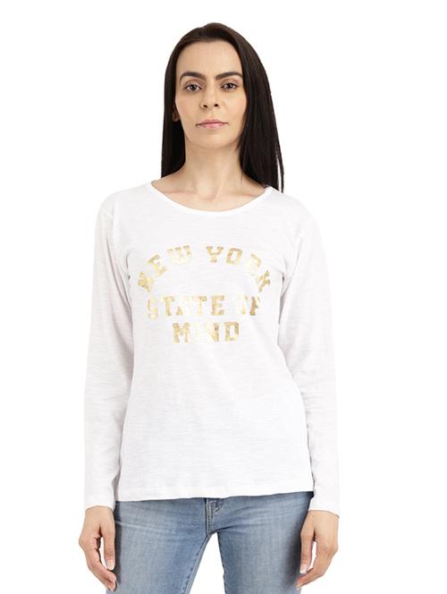 women's front print round neck t-shirt - 19484263 - Very Small Image - 1