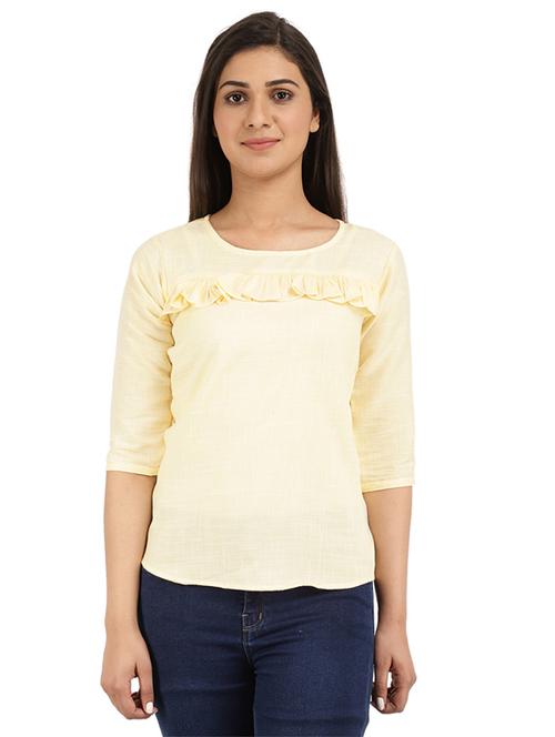 yellow solid rayon regular top - 19484268 - Very Small Image - 1