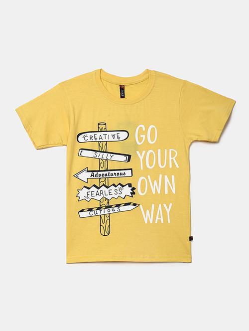 yellow printed round neck t-shirt - 19484538 - Very Small Image - 1