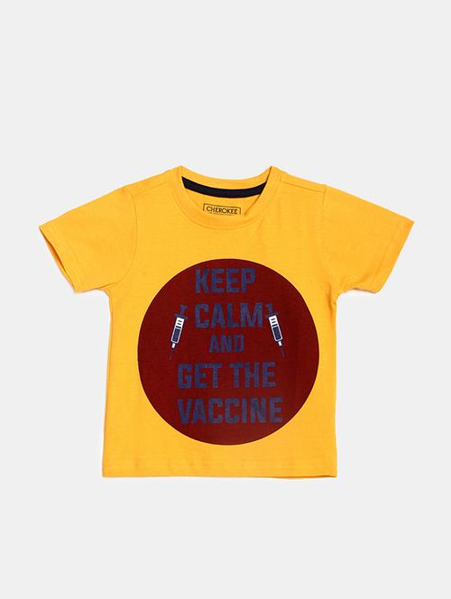 yellow printed round neck t-shirt - 19484546 - Very Small Image - 1