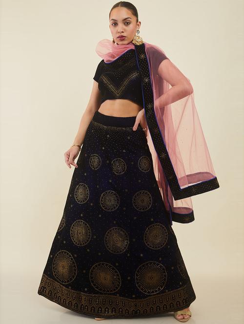 blue embroidered stitched lehenga choli - 19486055 - Very Small Image - 1