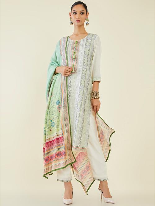 beige self design suit set - 19486251 - Very Small Image - 1