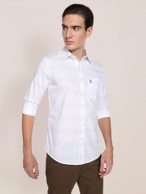 horizontal stripe casual shirt - 19486326 - Very Small Image - 1