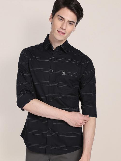 horizontal stripe casual shirt - 19486329 - Very Small Image - 1
