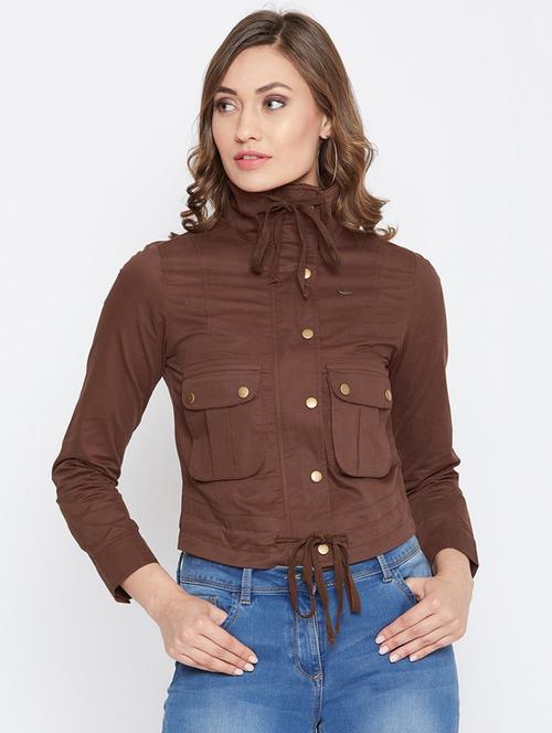 women stand collar casual jacket - 19486971 - Very Small Image - 1
