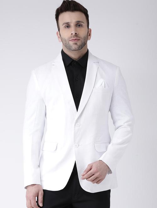 white solid cotton blend blazer - 19488691 - Very Small Image - 1