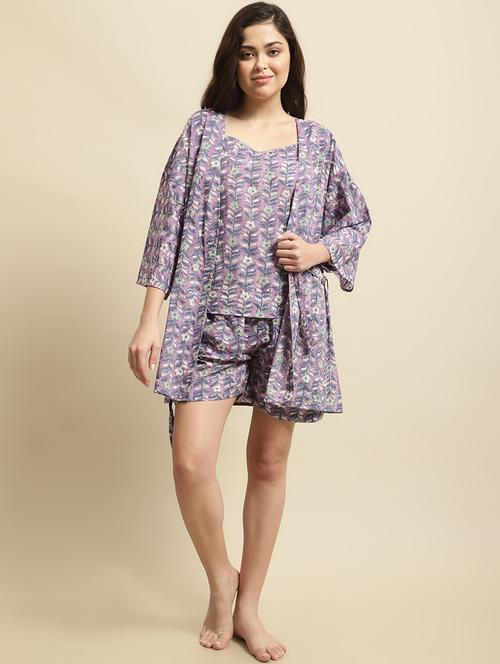 women printed nightwear set - 19489261 - Very Small Image - 1