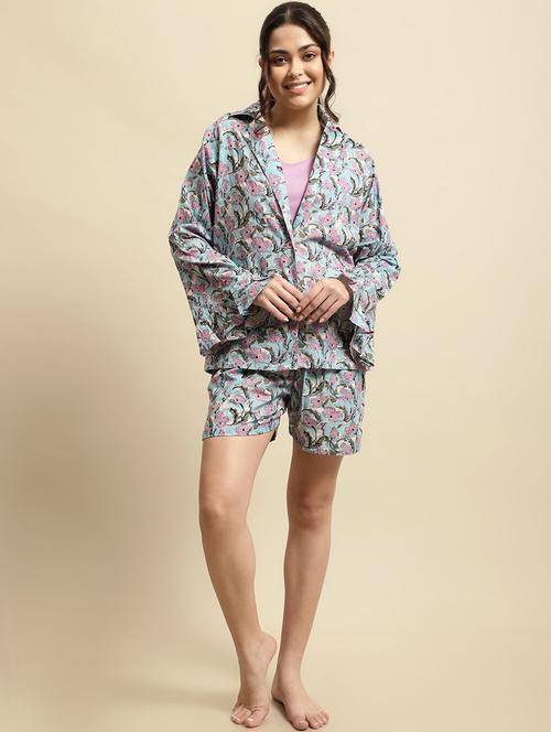 women printed nightwear set - 19489271 - Very Small Image - 1