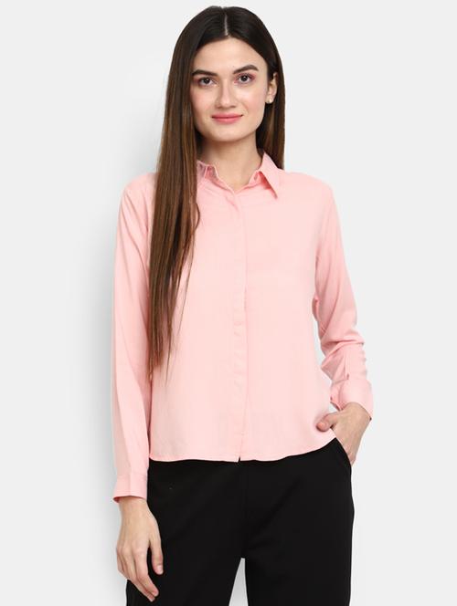 pink solid rayon regular shirt - 19489498 - Very Small Image - 1