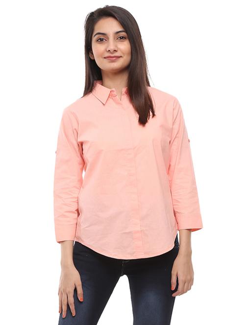 peach cotton regular shirt - 19489503 - Very Small Image - 1