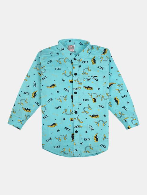 boys conversational printed blue��cotton casual shirt - 19489521 - Very Small Image - 1