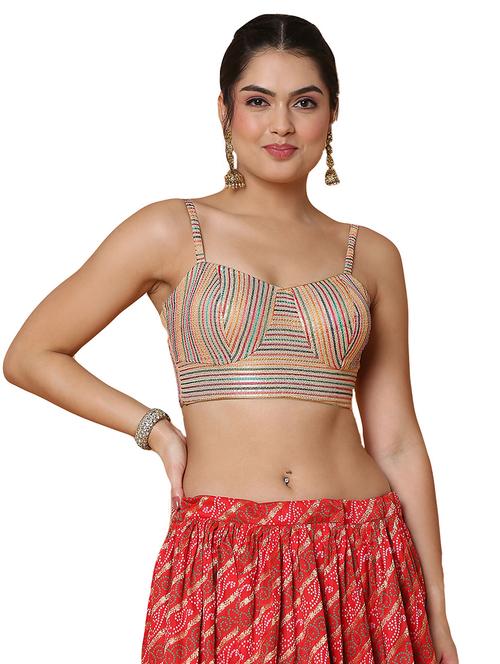 gold georgette embroidered blouse - 19490146 - Very Small Image - 1