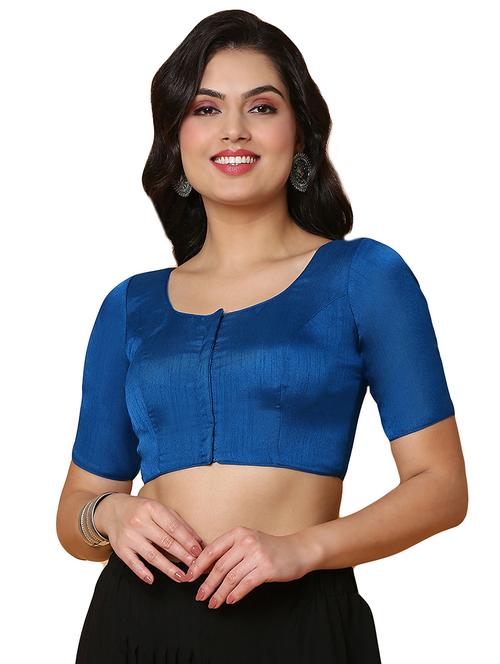 blue silk solid blouse - 19490159 - Very Small Image - 1