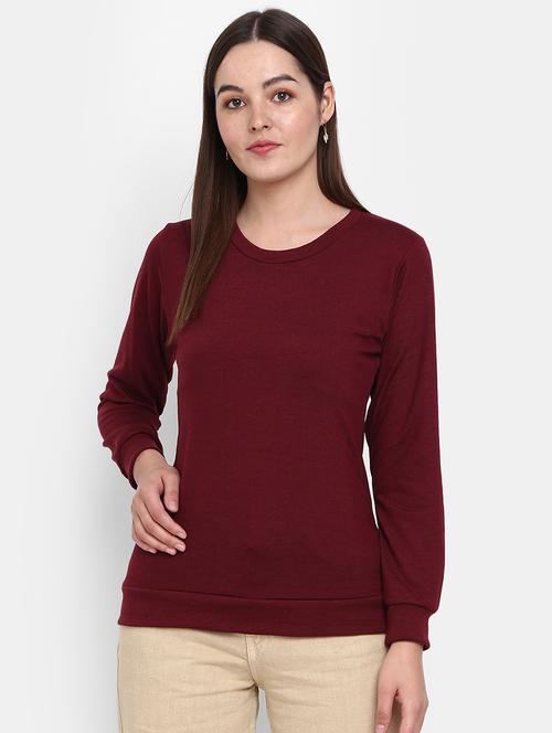 maroon cotton regular pullover - 19492229 - Very Small Image - 1