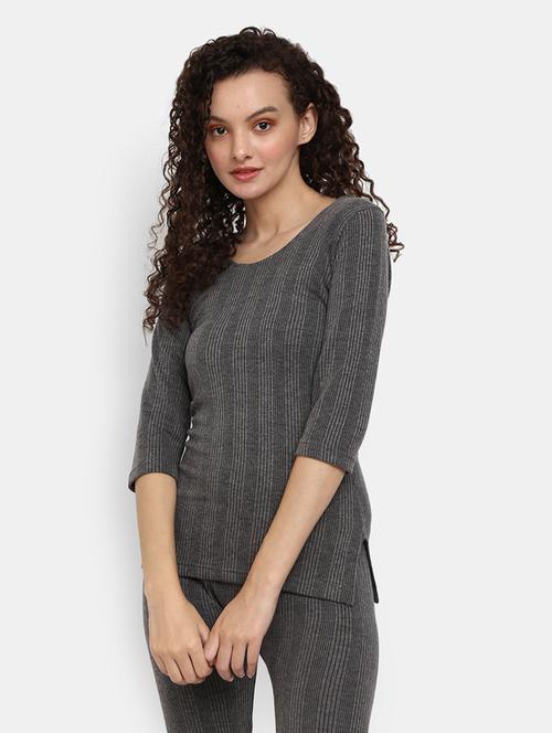 grey round neck top thermals  - 19493143 - Very Small Image - 1