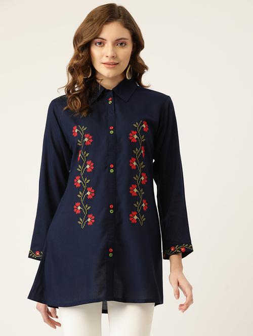 women embroidered regular tunic - 19493689 - Very Small Image - 1