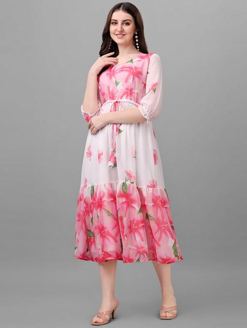 mult georgette fit & flare dress - 19494247 - Very Small Image - 1