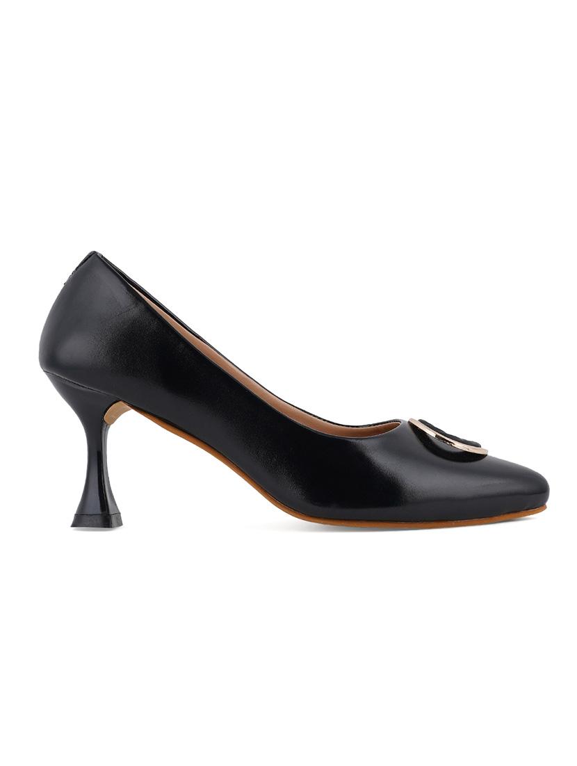 black synthetic slip on pumps - 19495720 - Standard Image - 2