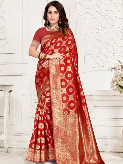 contrast bordered woven saree - 19495982 - Very Small Image - 1