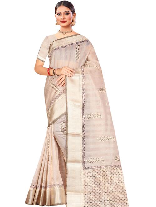 contrast bordered woven saree with blouse - 19496012 - Very Small Image - 1