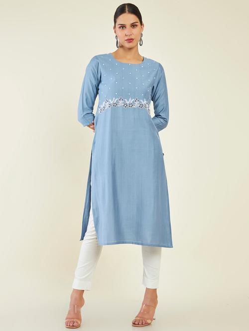 women's straight kurta - 19496493 - Very Small Image - 1