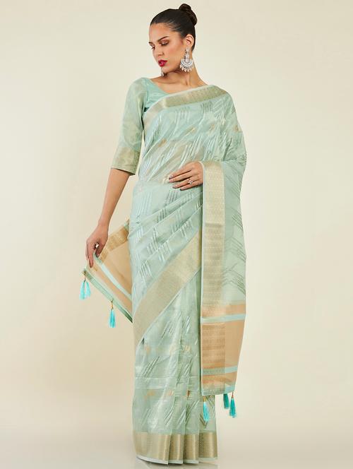 self design woven saree with blouse - 19496620 - Very Small Image - 1