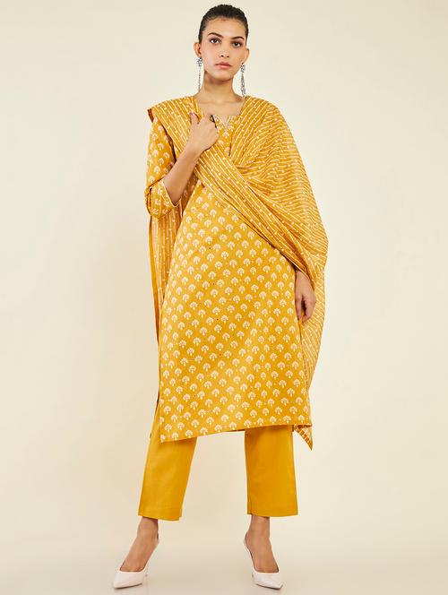 yellow printed suit set - 19496638 - Very Small Image - 1
