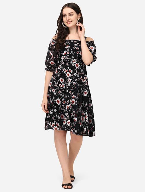 women's fit & flare floral dress - 19497557 - Very Small Image - 1