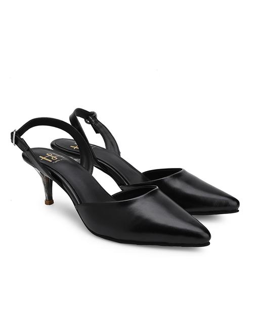 black leatherette slip on pumps - 19501108 - Very Small Image - 1