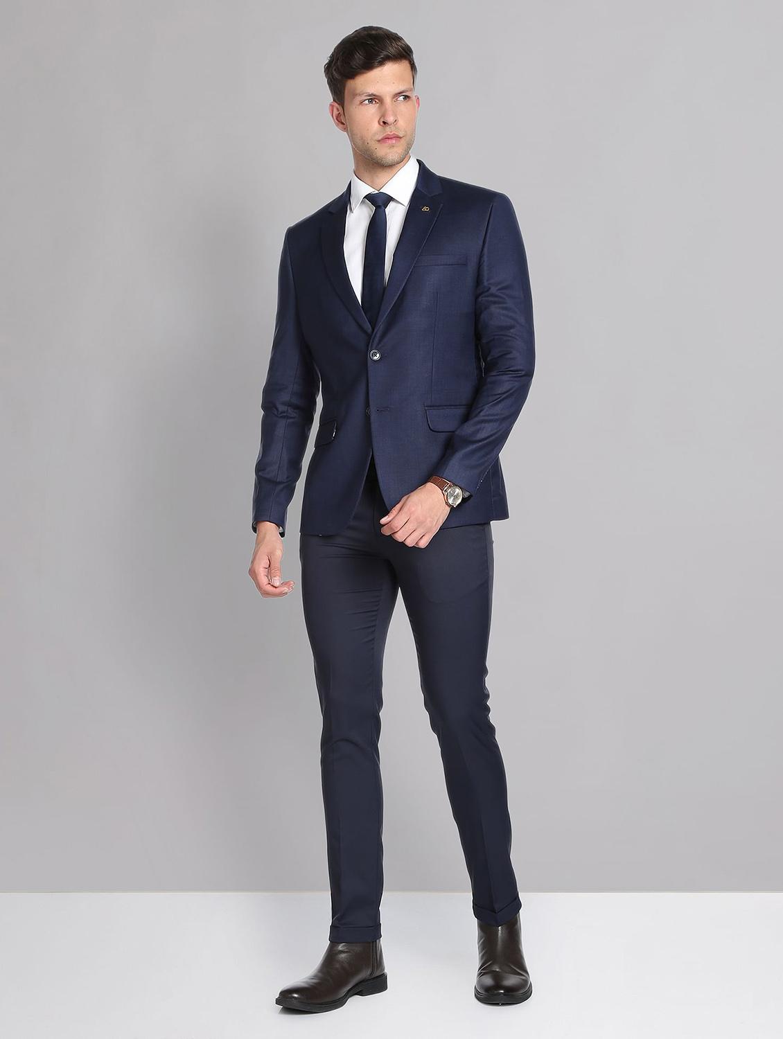blue terry rayon single breasted formal blazer - 19504123 - Zoom Image - 4