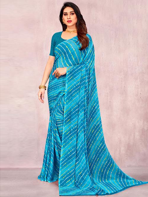blue printed saree - 19505026 - Very Small Image - 1