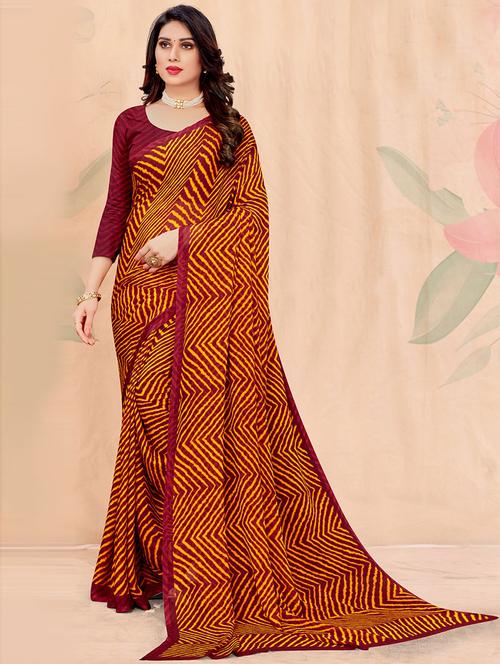 chevron printed saree with blouse - 19505036 - Very Small Image - 1