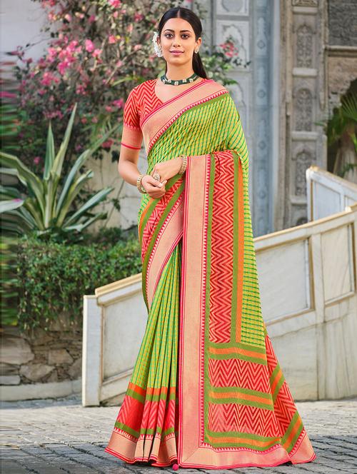 printed bordered saree - 19505273 - Very Small Image - 1