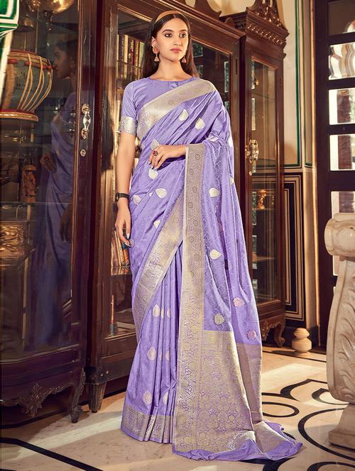 purple silk woven saree with blouse - 19505555 - Very Small Image - 1