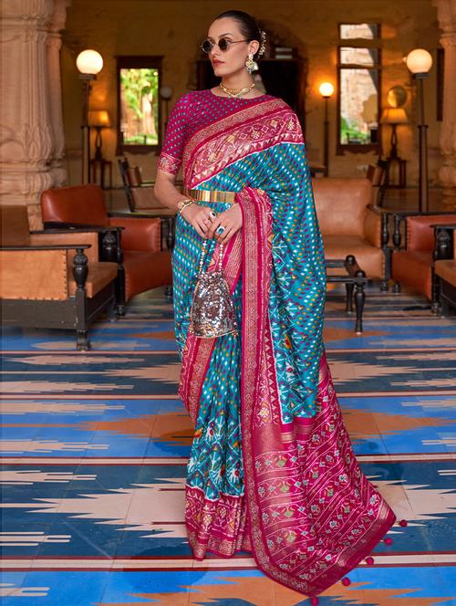 patola silk saree with blouse - 19507511 - Very Small Image - 1