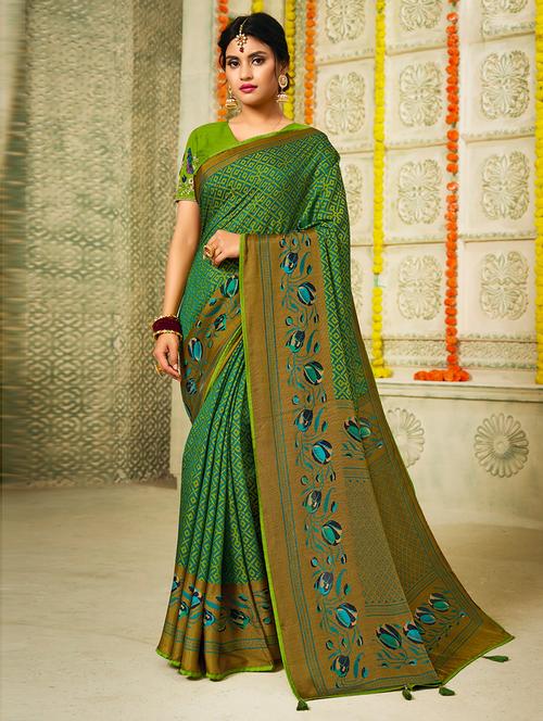 self -design printed  saree with blouse - 19507754 - Very Small Image - 1