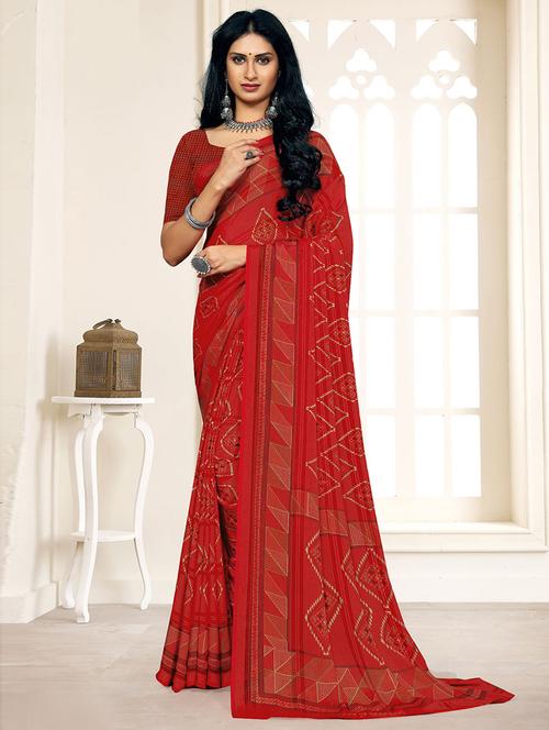 printed crepe saree - 19507854 - Very Small Image - 1
